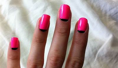 Black And Hot Pink Nails French Tips