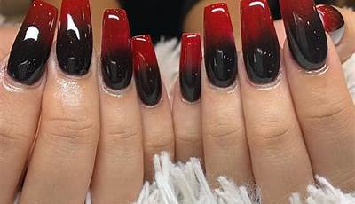Black And Red Ombre Valentines Nails