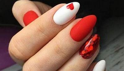 Black And Red Valentines Nails Almond