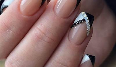 Black And White Nails Ideas French Tips