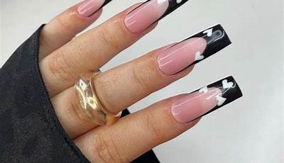 Black French Tip Nails Valentines