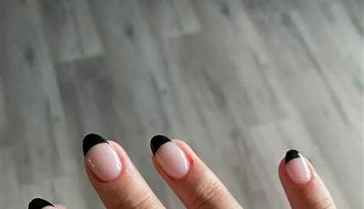 Black French Tips Round Nails