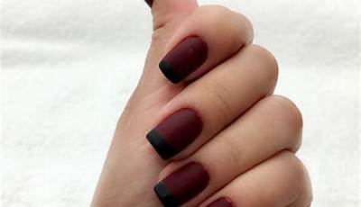 Black French Tips With Red Inside