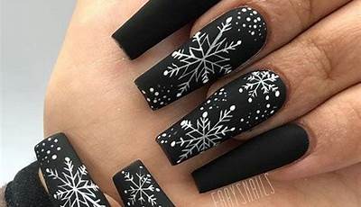 Black Nails With Design Ideas Christmas