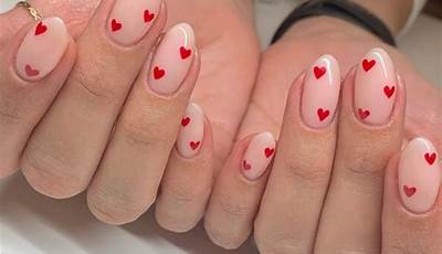 Black Valentines Day Nails Red Heart