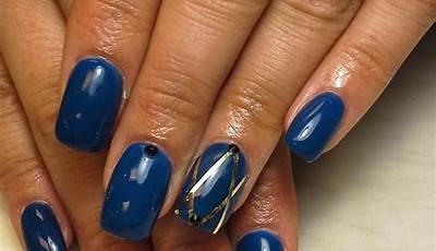 Blue And Gold Fall Nails