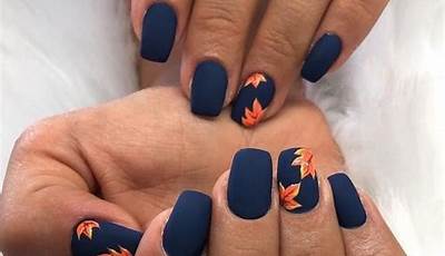 Blue And Orange Fall Nails Designs