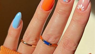 Blue And Orange French Tips