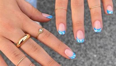 Blue French Tips For Short Nails