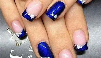 Blue French Tips With Design