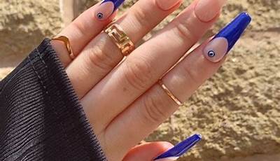 Blue French Tips With Evil Eye