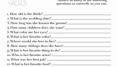 Bridal Shower Games How Well Do You Know The Bride