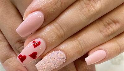 Brown And Pink Valentines Nails