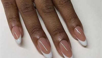 Brown French Tips With White Line