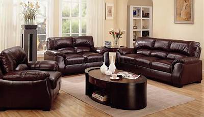 Brown Leather Couch Living Room Coffee Tables