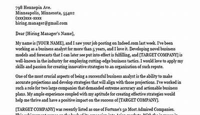 Business Analyst Cover Letter Sample
