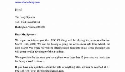 Business Closure Letter Sample
