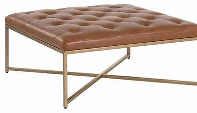 Camel Leather Ottoman Coffee Table