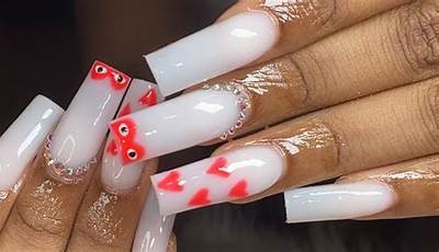 Cdg Heart Nails French Tips