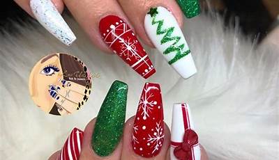 Christmas Acrylic Nails Green And Red