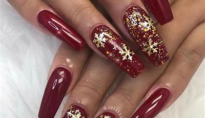 Christmas And New Year Nails Acrylic Coffin