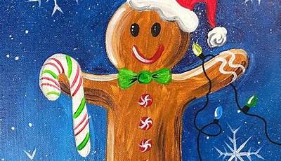 Christmas Canvas Paintings Gingerbread Man