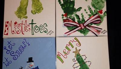 Christmas Canvas Paintings Kids Handprints