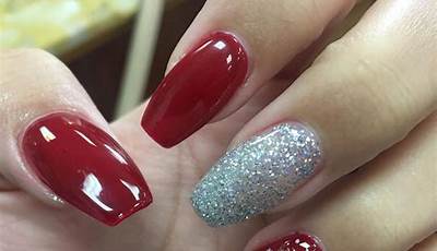 Christmas Nails Acrylic Holiday Red Short