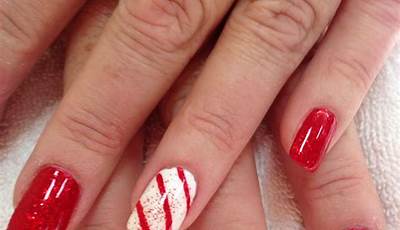 Christmas Nails Acrylic Red And White Candy Cane