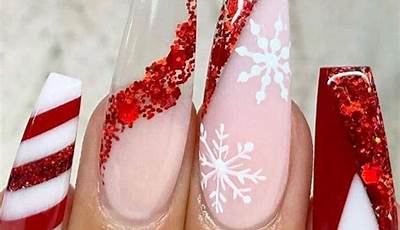Christmas Nails Candy Cane Coffin