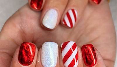Christmas Nails Gel Short Simple Red Green