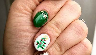 Christmas Nails Green And Silver