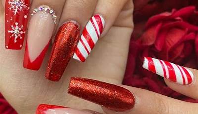 Christmas Nails Long Acrylic Red