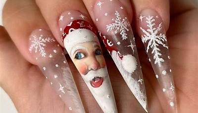 Christmas Nails Long White