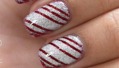 Christmas Nails Red And Green Stripes
