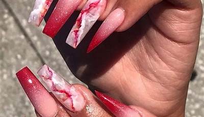 Christmas Nails Red Marble