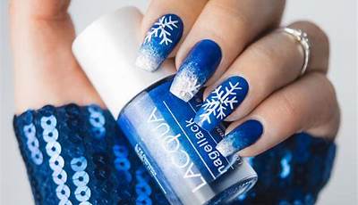 Christmas Nails White And Blue