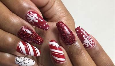 Christmas Nails White Medium