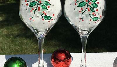 Christmas Painting On Wine Glasses