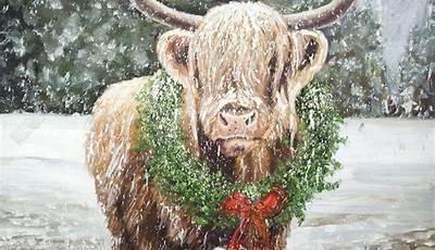 Christmas Paintings Easy Cow