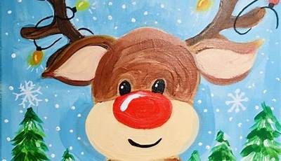 Christmas Paintings Easy Simple Reindeer