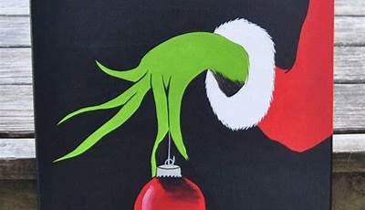 Christmas Paintings On Canvas Easy Diy Grinch