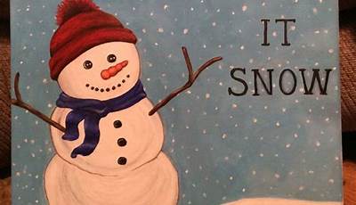 Christmas Paintings On Canvas Easy Diy Snowman