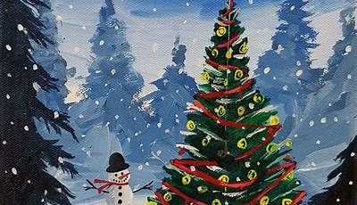Christmas Paintings On Canvas Green