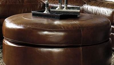 Circle Leather Ottoman Coffee Table
