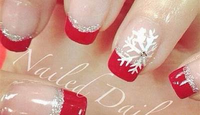 Classy Christmas Nails Red Tip