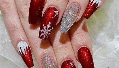 Coffin Acrylic Nails For Christmas