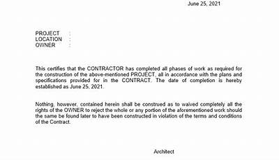 Construction Completion Letter Sample