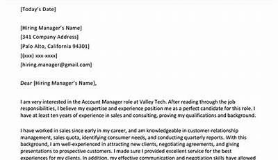 Cover Letter Sample For Account Manager