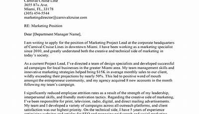Cover Letter Sample For Marketing Job